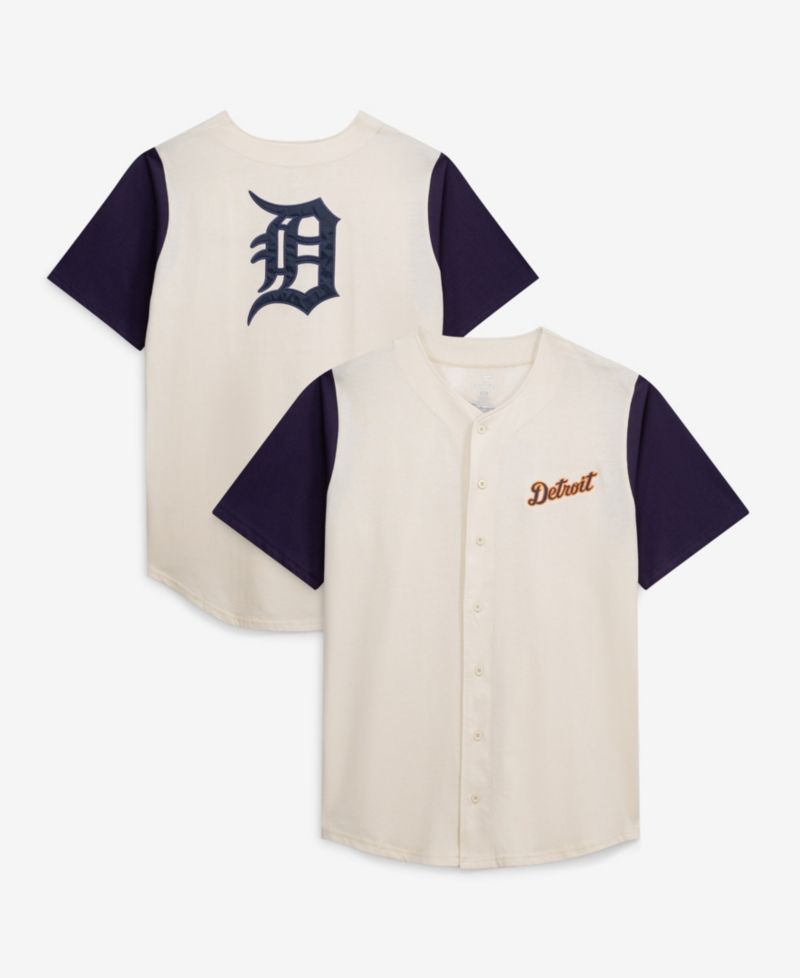 Men's Cream Detroit Tigers Big & Tall Full-Button Jersey