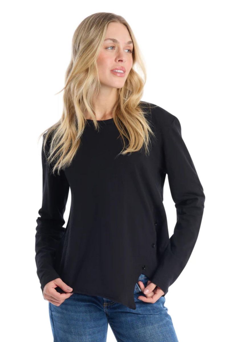 Women's Clothing Long Sleeve with Asymmetrical Hem Tee