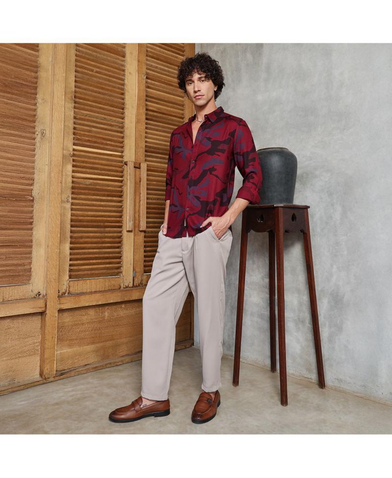 Men's Crimson Red Flowing Vines Shirt