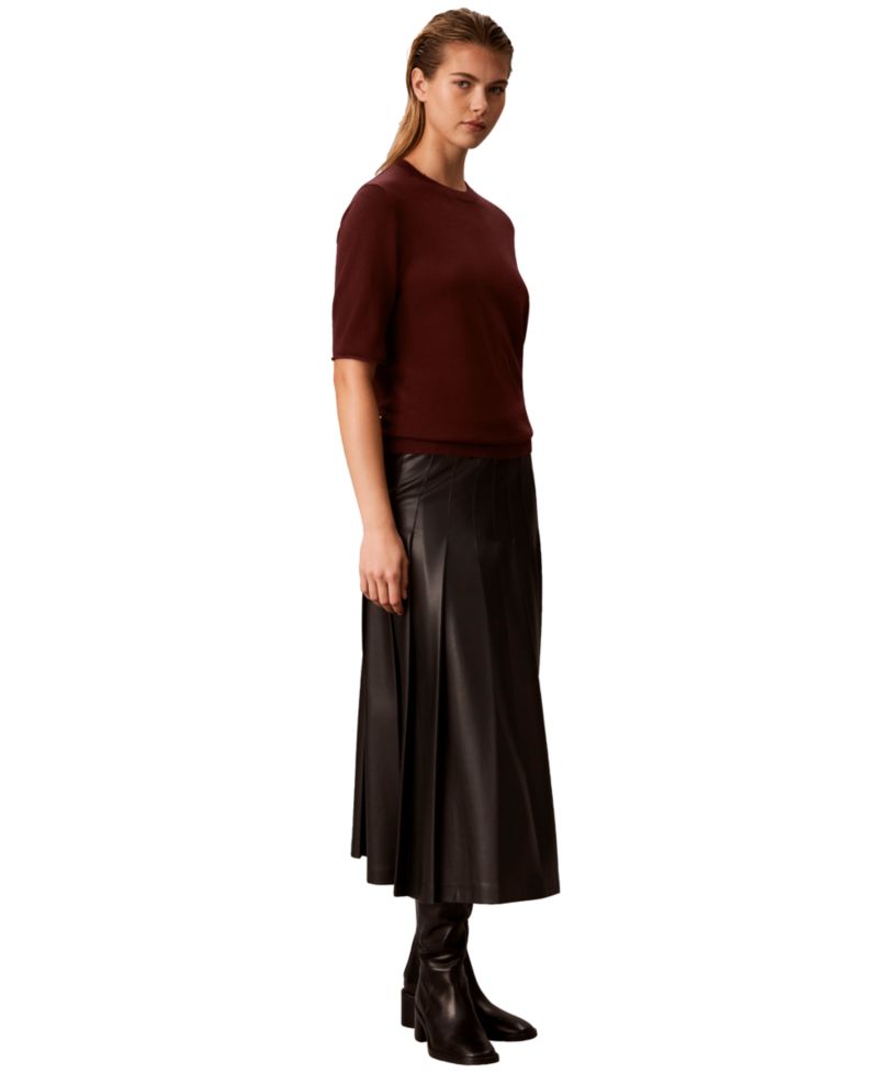 Petite Roll-Tab Short-Sleeve Crewneck Sweater