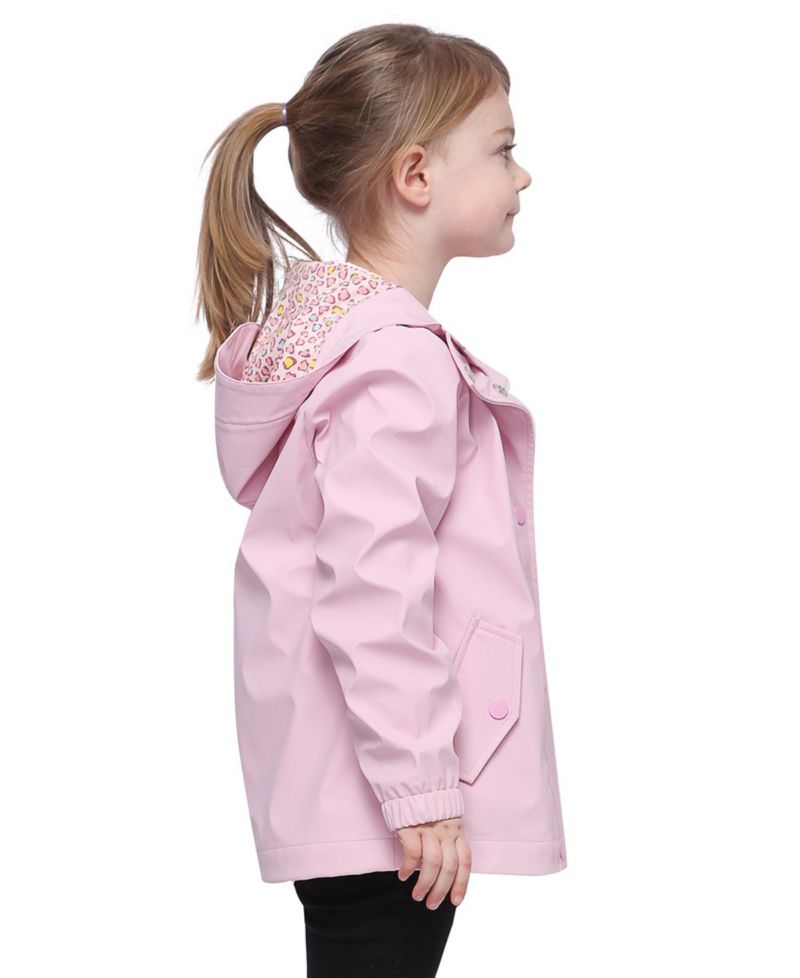 Little and Big Girls' Waterproof Rain Coat Rubberized Jacket