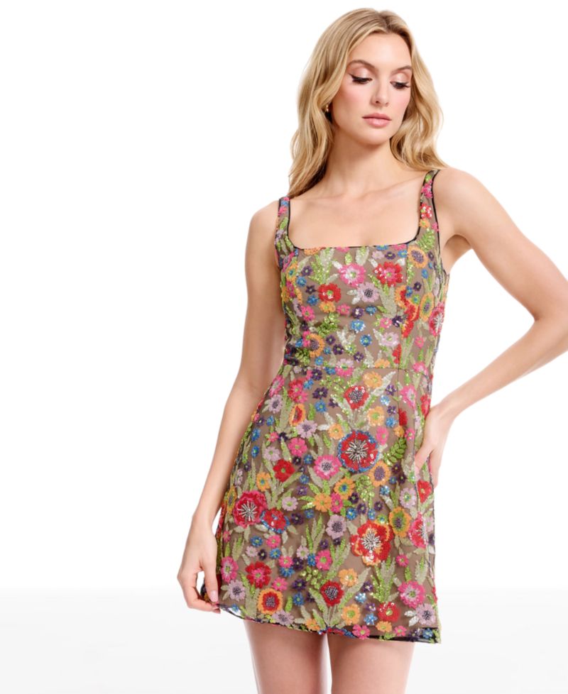 Women's Sleeveless Square Neck Fit And Flare Mini Dress