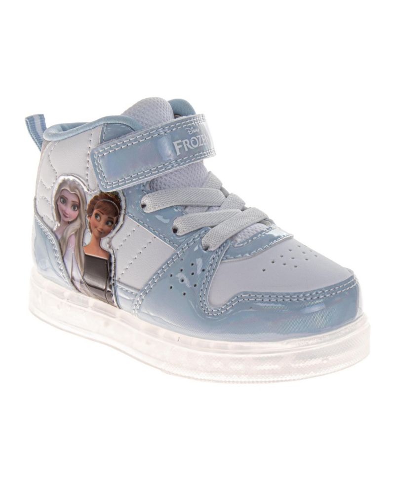 Big Girls Frozen Anna and Elsa Light-Up High-Top Sneakers with Hook and Loop Closure