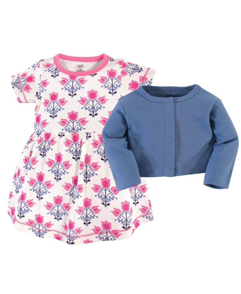 Baby Girls Natural Cotton Dress and Cardigan