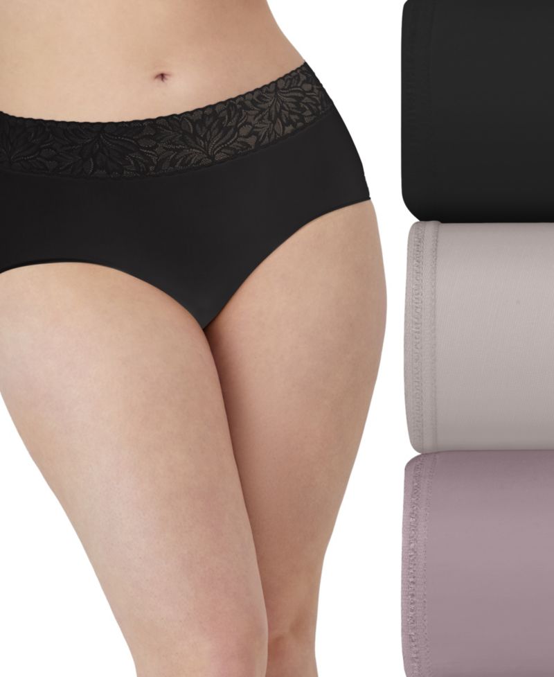 Women's Seamless Lace-Trim Brief Panties, 3-Pack, DFMLB3