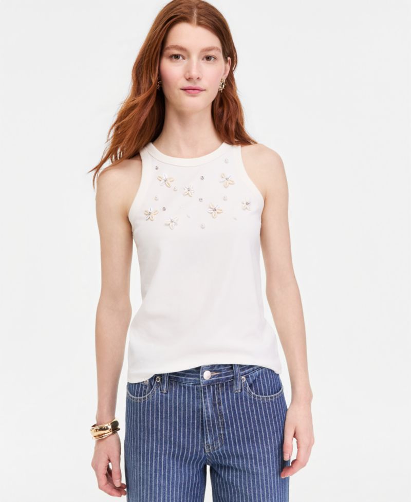 Women's Seashell-Embellished High-Neck Tank Top