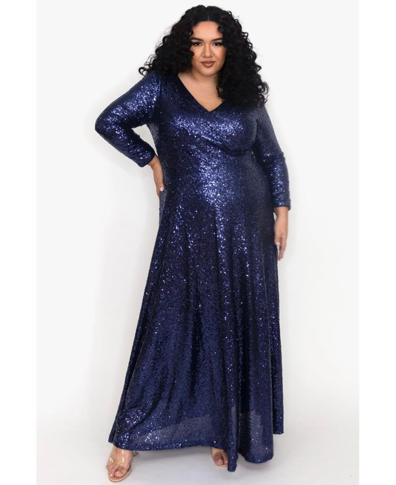 Women's Long Sleeve Sequin Formal Dress