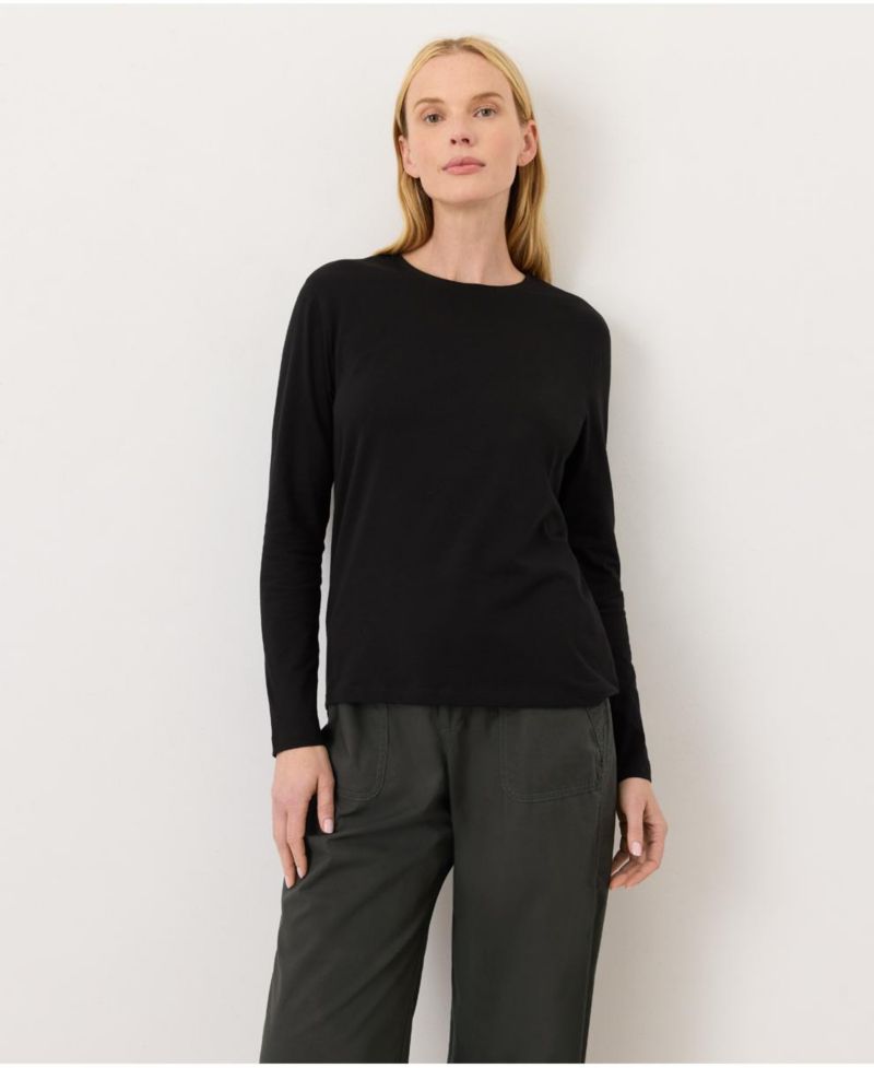 Women's Luxe Essential Crewneck Long Sleeve Tee Made with Organic Cotton