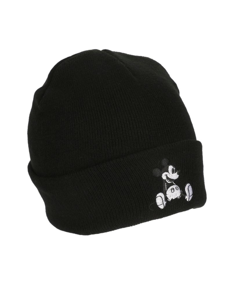 Men's Mickey Mouse Embroidery Acrylic Knit Standard Cuff Beanie