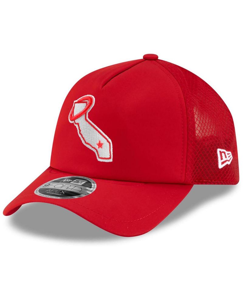 Men's Red Los Angeles Angels 2026 Batting Practice Alternate Apex 9FORTY Adjustable Hat
