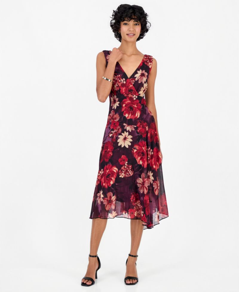 Petite Floral Asymmetrical Dress
