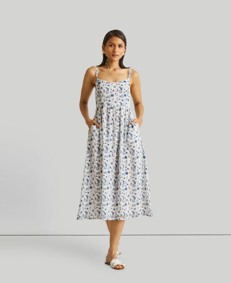 Women's Strappy Gathered Midi Dress