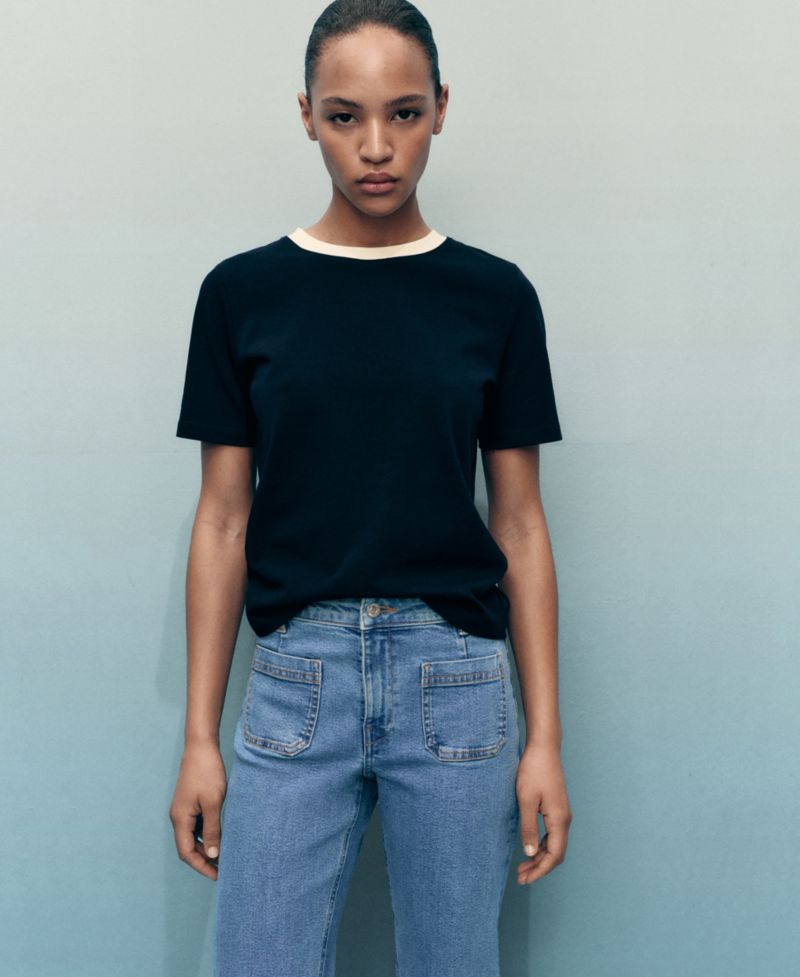 Women's Pockets Flared Cropped Jeans