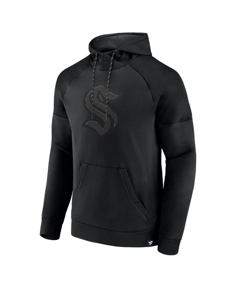 Men's Seattle Kraken Black Ice Defender Raglan Pullover Hoodie