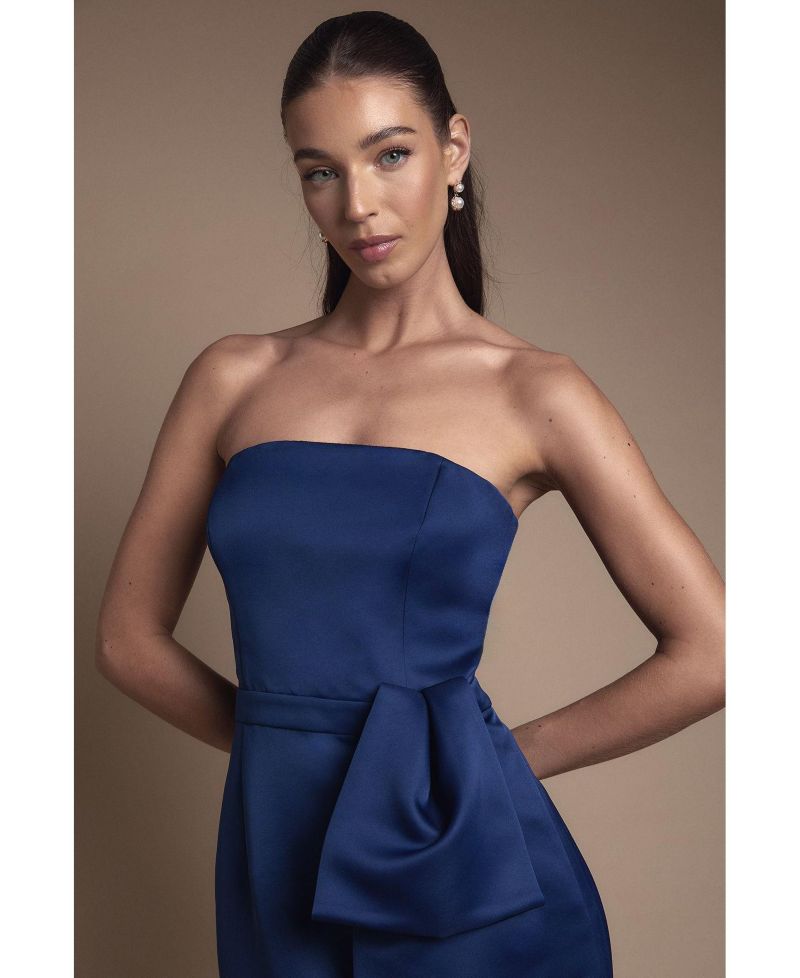 Women's Bandeau Bow-Waist Maxi Dress