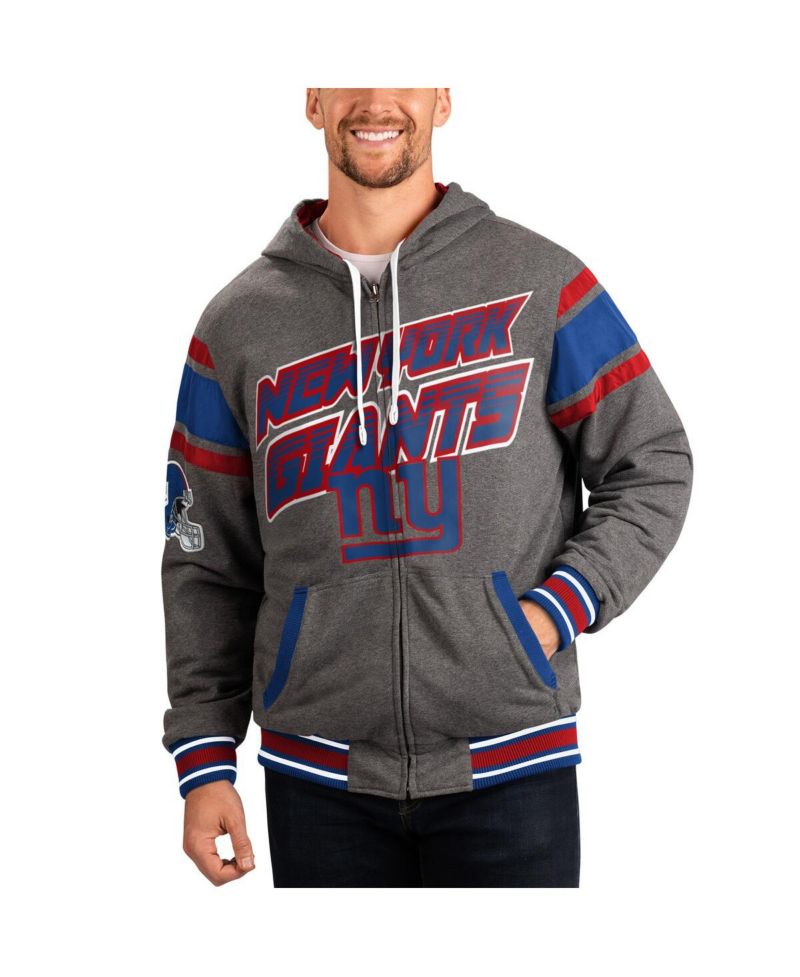 Men's Royal, Gray New York Giants Extreme Full Back Reversible Hoodie Full-Zip Jacket