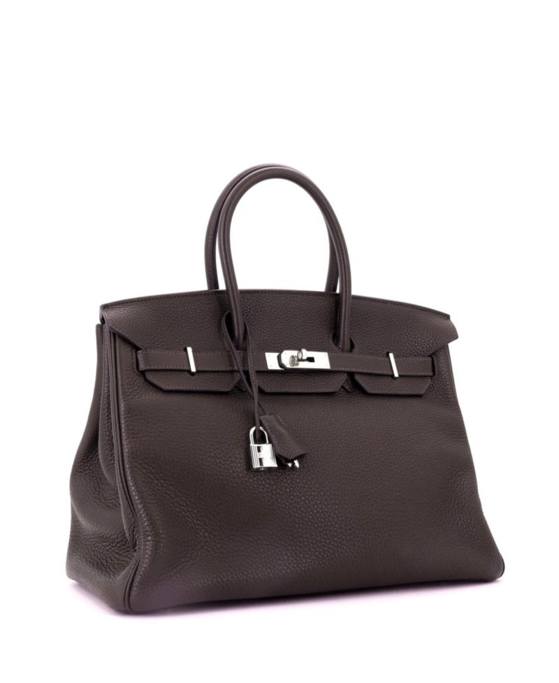 Birkin 35 Handbag Brown Togo with Palladium Hardware