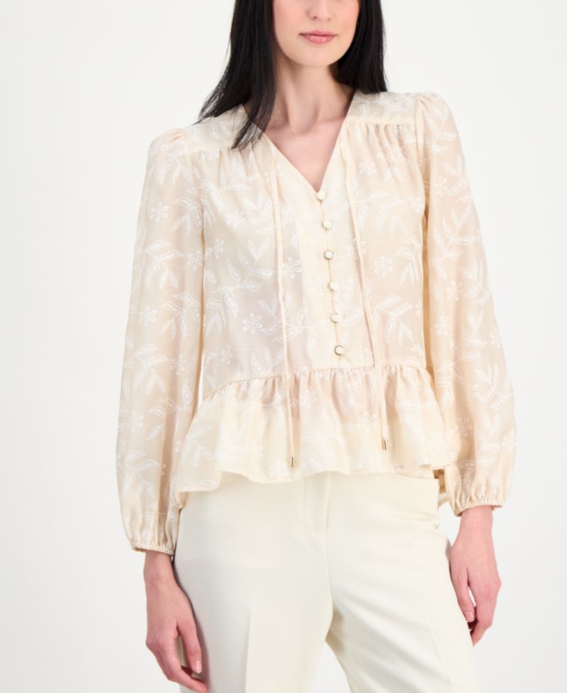 Women's Long-Sleeve Peplum Blouse