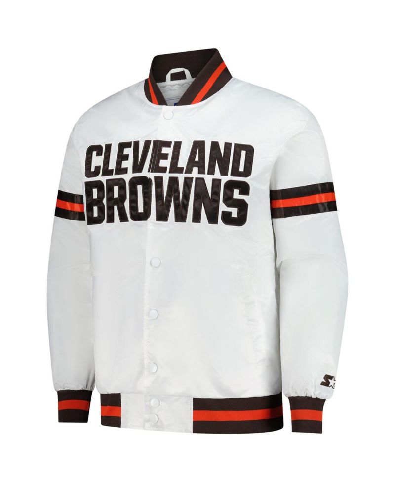 Men's White Cleveland Browns Scout Full-Snap Varsity Jacket