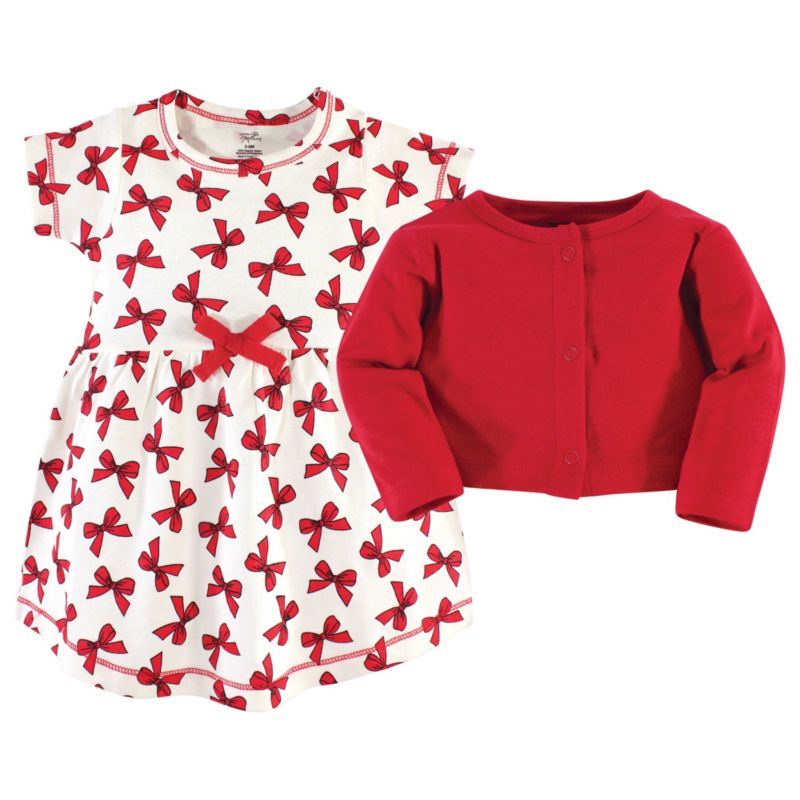 Baby Girls Comfy Natural Cotton Dress & Cardigan Set