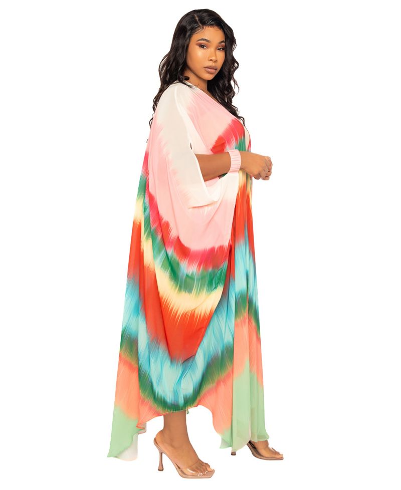 Women's Ombre Stripe Robe with Wrist Band