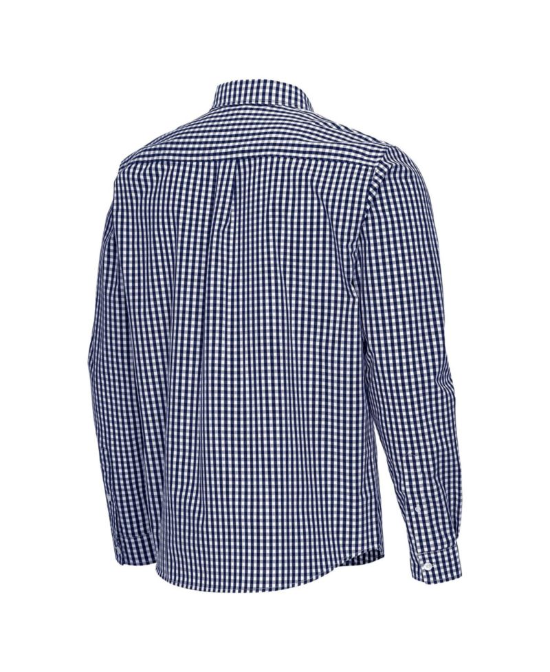 Men's Navy Illinois Fighting Illini Ellis Woven Tri-Blend Long Sleeve Button-Down Shirt