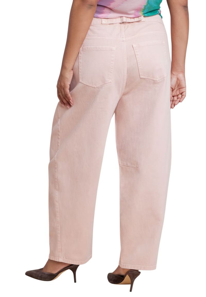 Women's Pink Wash Barrel Leg Jean