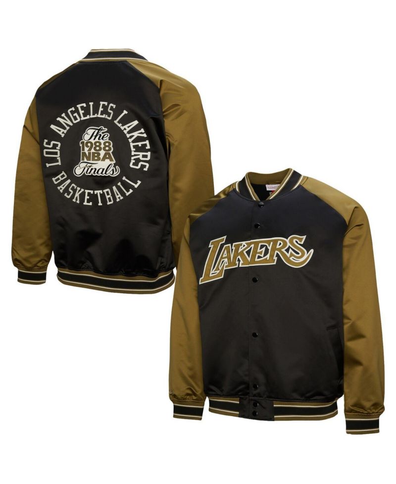 Men's Olive/Black Los Angeles Lakers Clutch Satin Raglan Full-Snap Jacket