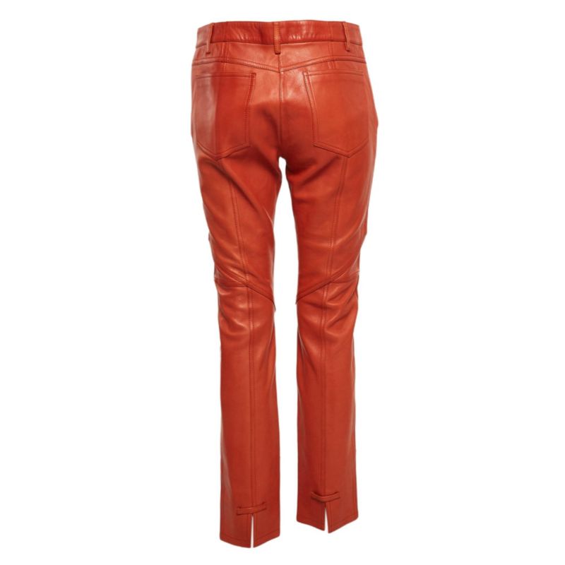 Women's Brown Patchwork Leather Pants