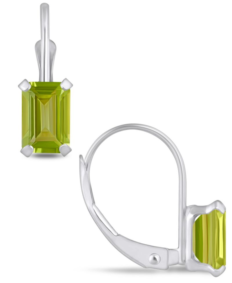 Gemstone Leverback Earrings in 10K White Gold