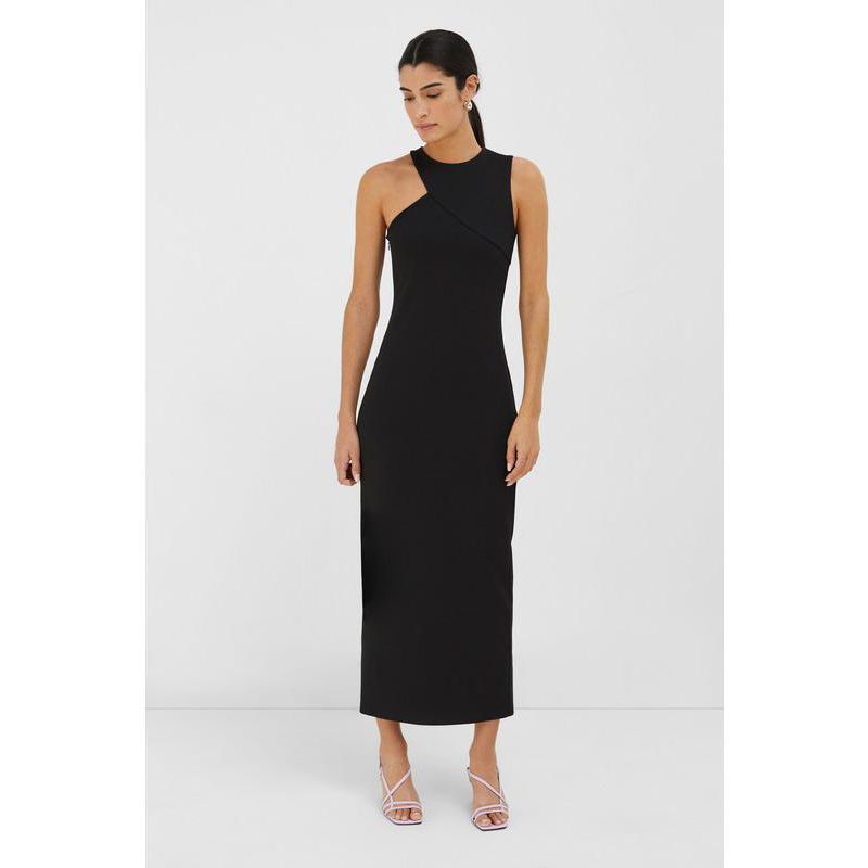 Women's Sabrina Shoulder-Cutout Straight Midi Dress with Back Slit