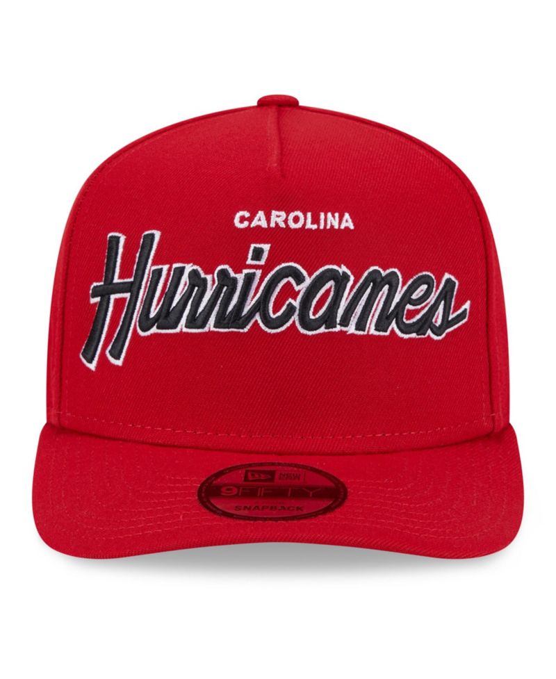 Men's Red Carolina Hurricanes Script 9FIFTY A-Frame Snapback Hat