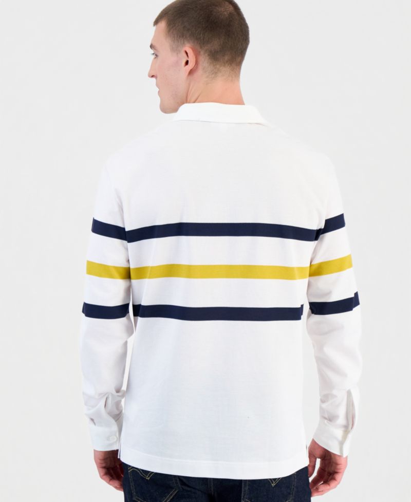 Men's Rugby Long-Sleeve Striped Polo Shirt