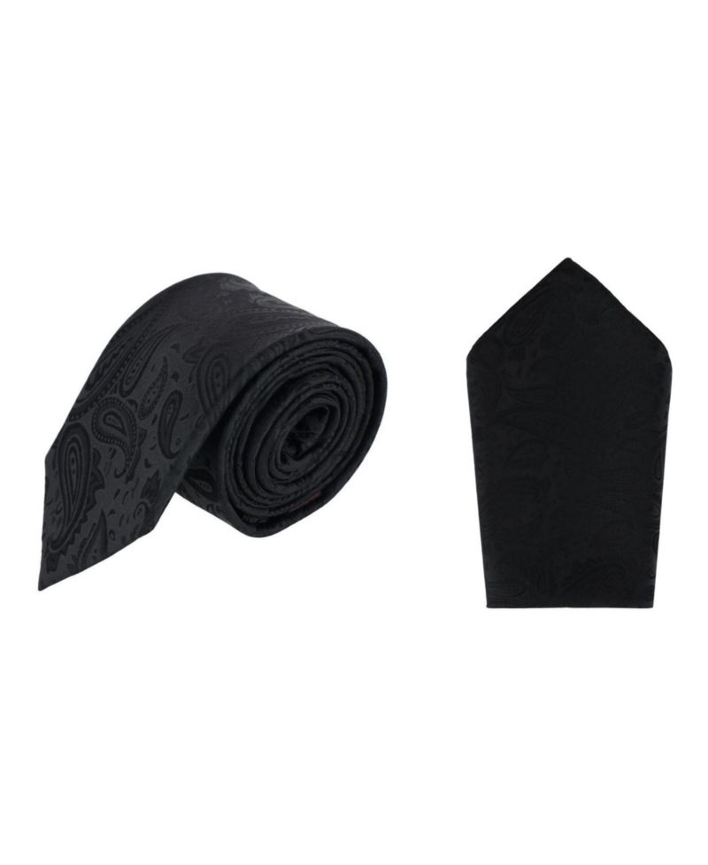 Men's Banbury Tone on Tone Paisley Silk Necktie and Pocket Square Set