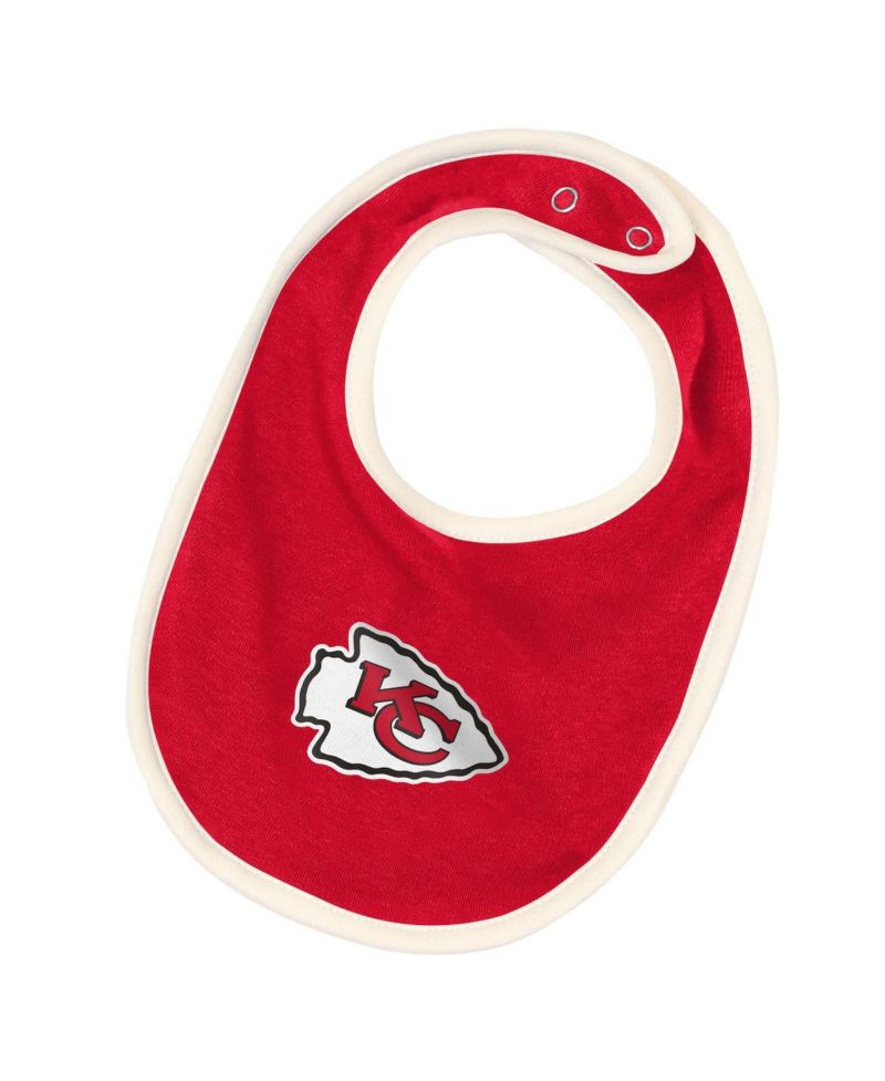 Boys and Girls 3 Piece Kansas City Chiefs Up One Bodysuit and Bib Booties Set