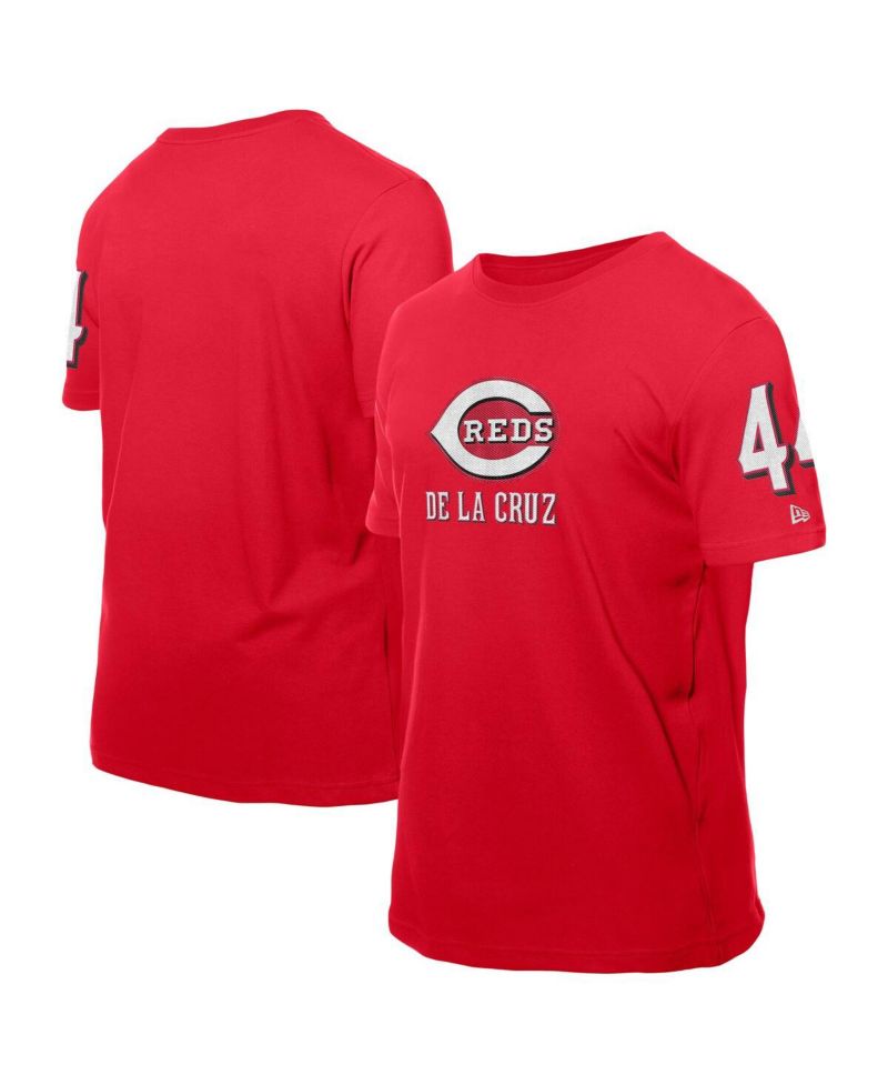 Men's Elly De La Cruz Red Cincinnati Reds Design Lab Name & Number T-Shirt