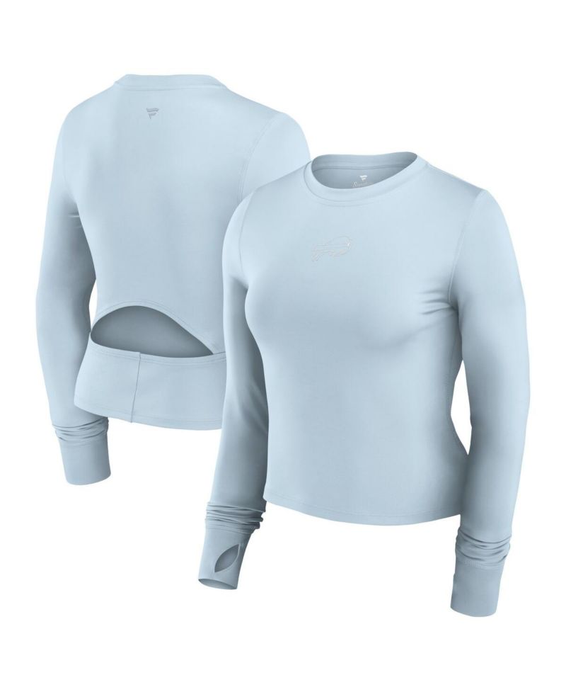 Women's Light Blue Buffalo Bills Studio Fitted Long Sleeve Gym Top