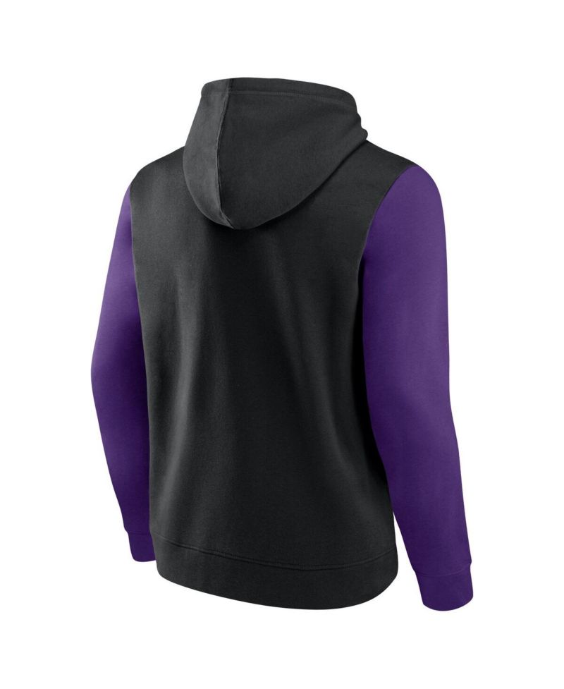 Men's Black Sacramento Kings Outline Colorblock Pullover Hoodie
