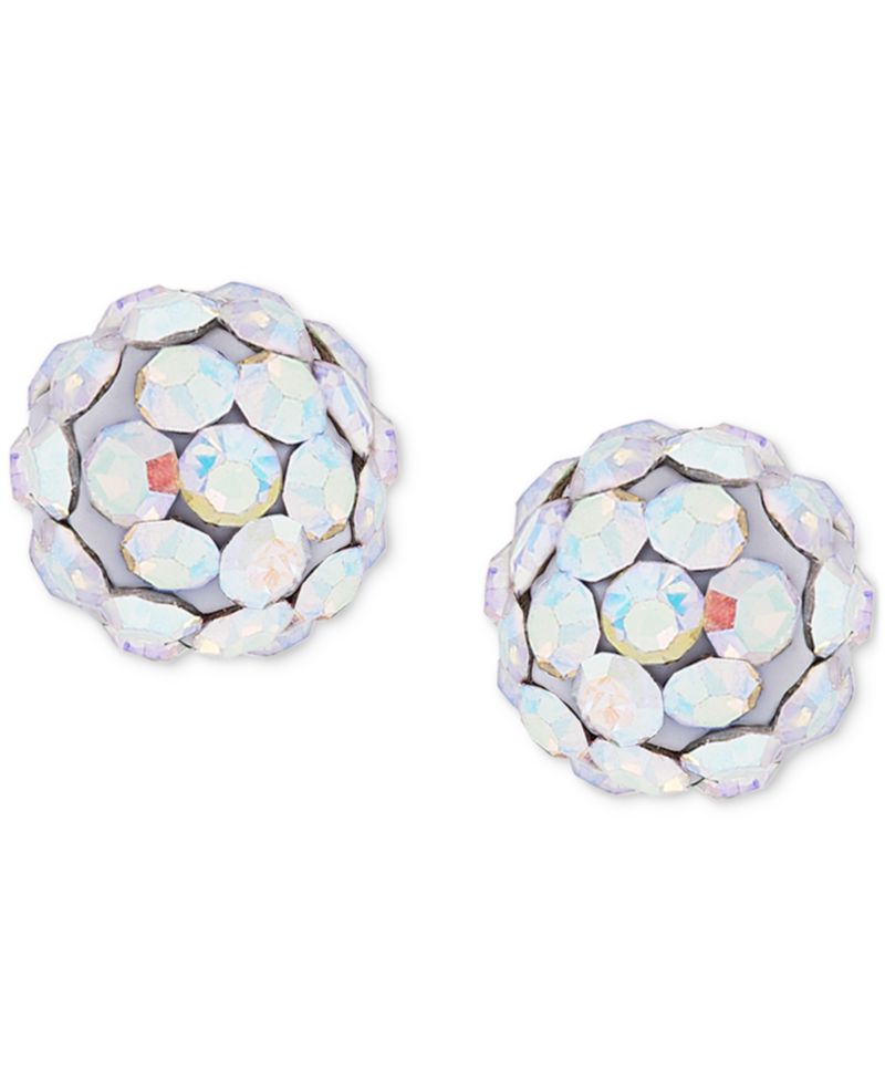 Children's 2-Pc Set Multicolor Crystal Reversible Stud & Dangle Hoop Earrings in 14k Gold