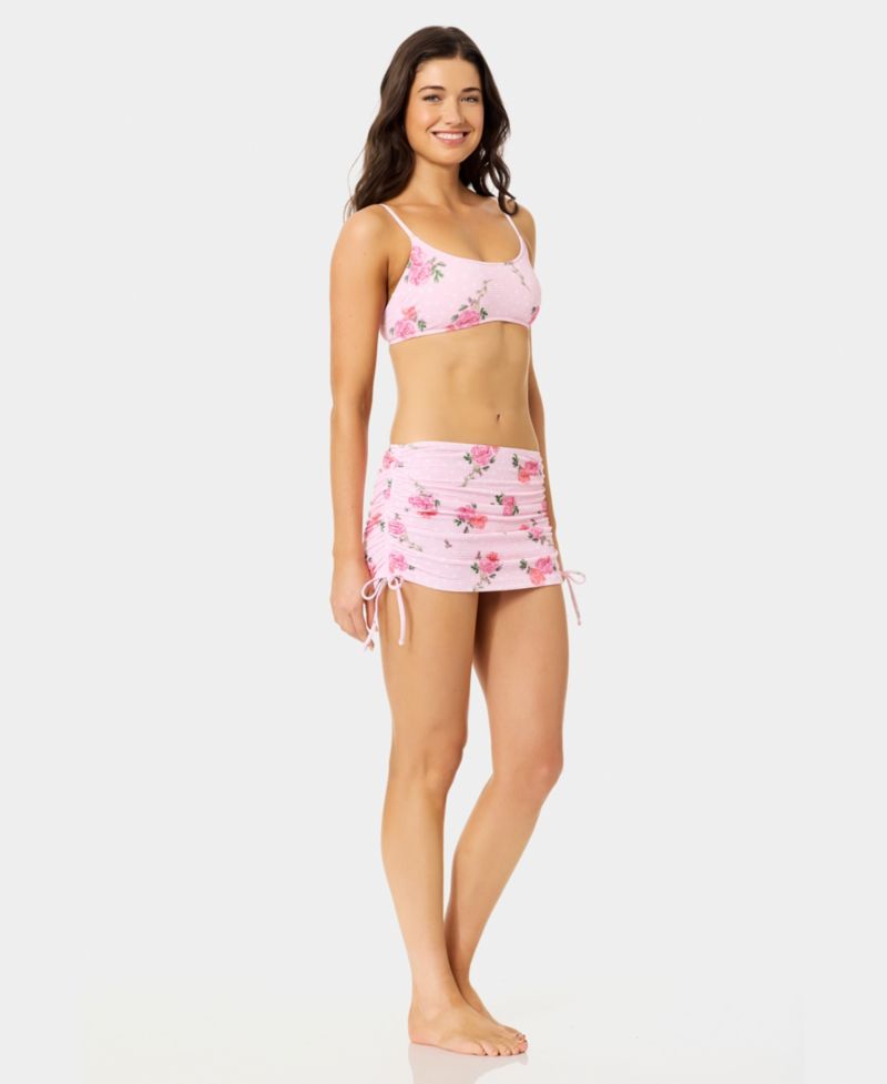 Women's Solid Popcorn Scrunch Side-Tie Swim Skirt