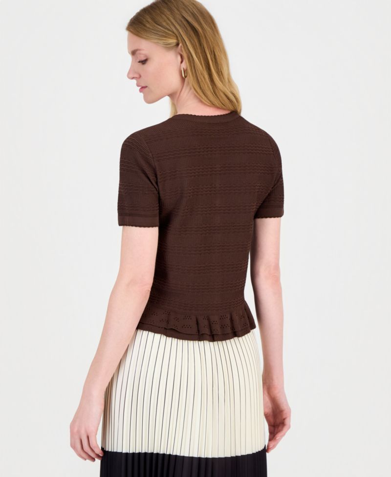 Women's Textured Ruffled-Hem Cardigan