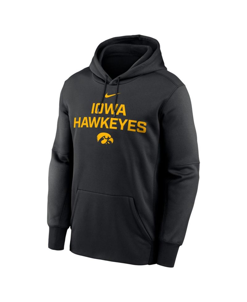 Men's Black Iowa Hawkeyes Team Stacked Performance Pullover Hoodie