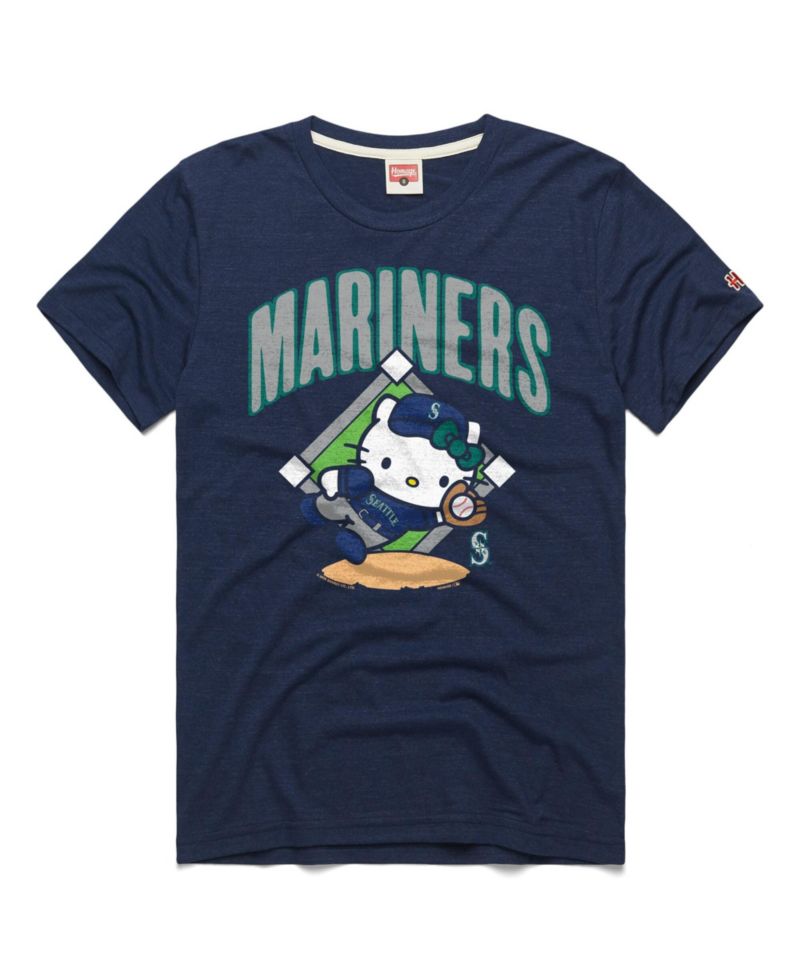 Men's and Women's Navy Seattle Mariners Hello Kitty Tri-Blend T-Shirt