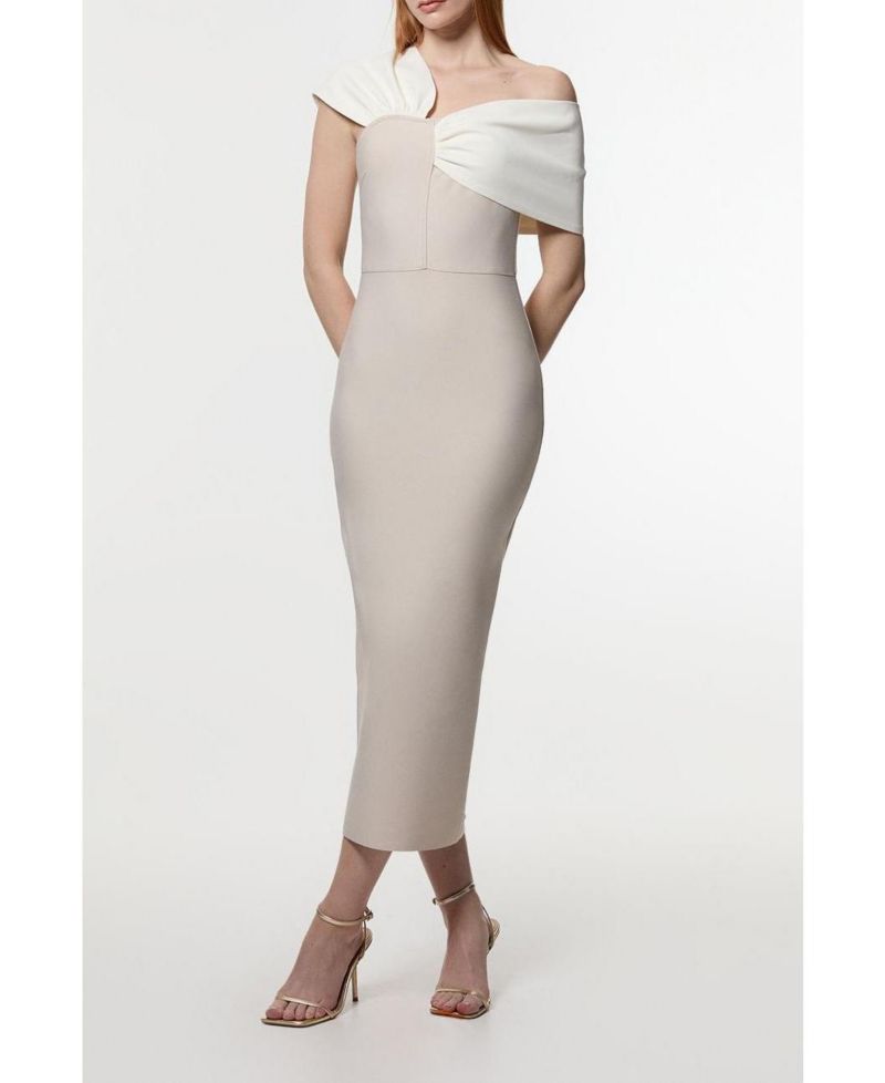 Women's Asymmetric Neckline Midi Dress