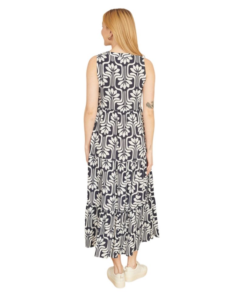 Women's Retro Print Relaxed Midi Dress
