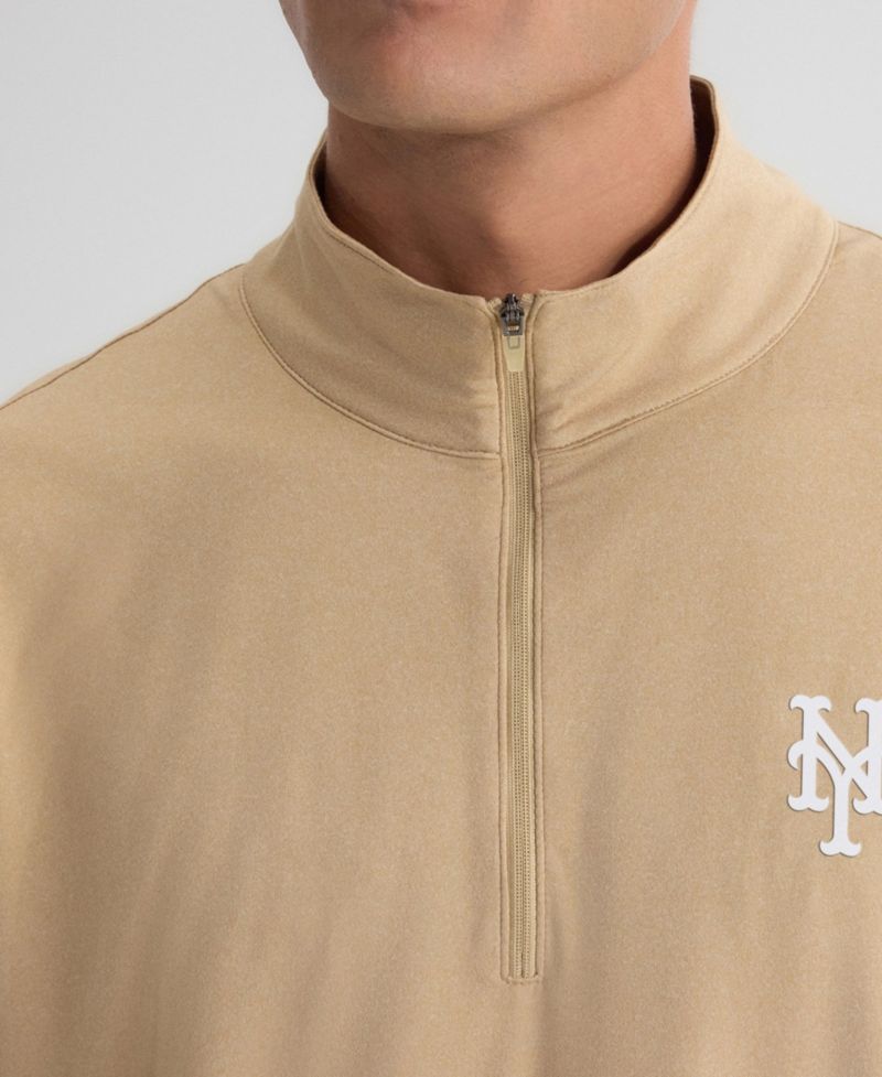 Men's Khaki New York Mets Clutch Quarter-Zip Pullover Sweatshirt