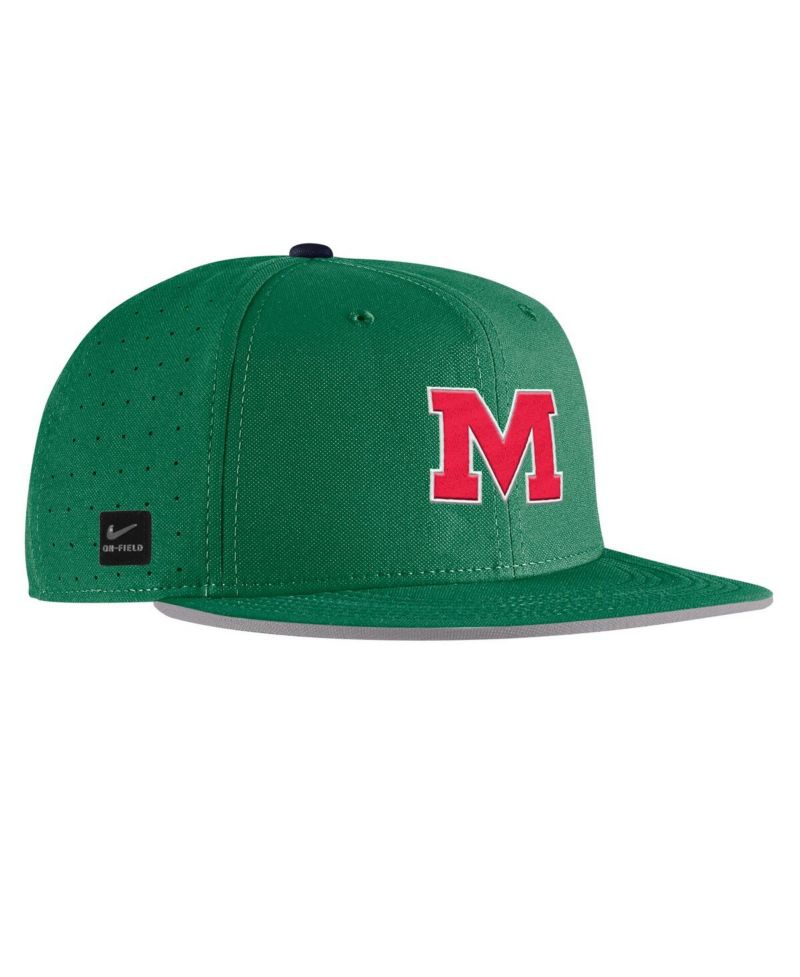 Men's Green Ole Miss Rebels On-Field Baseball Performance Fitted Hat