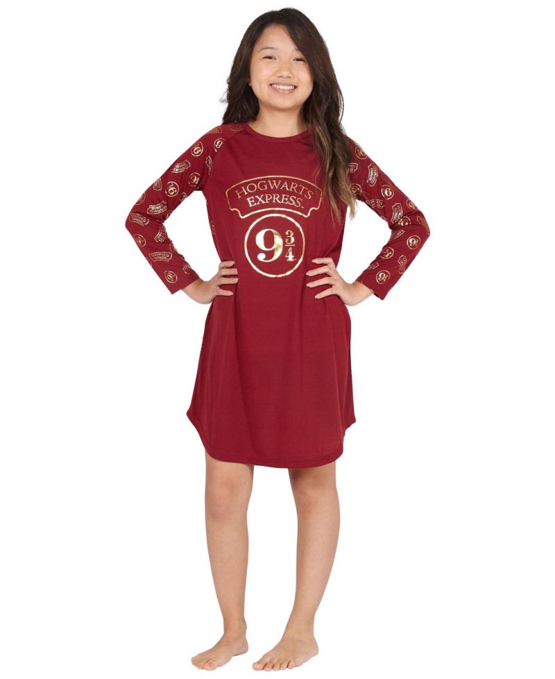 Girls' Nightgown Platform 9 3/4 Hogwarts Express Kids Raglan Long-Sleeve Pajama