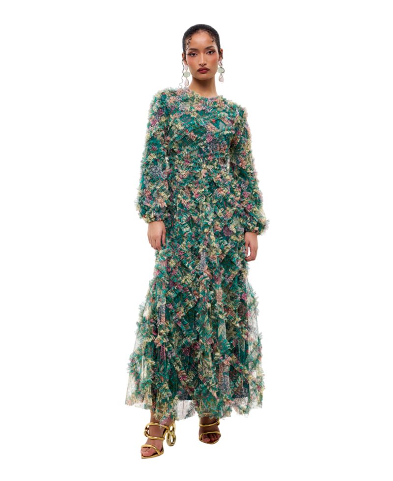 Women's Floral Ruffle Maxi Dress