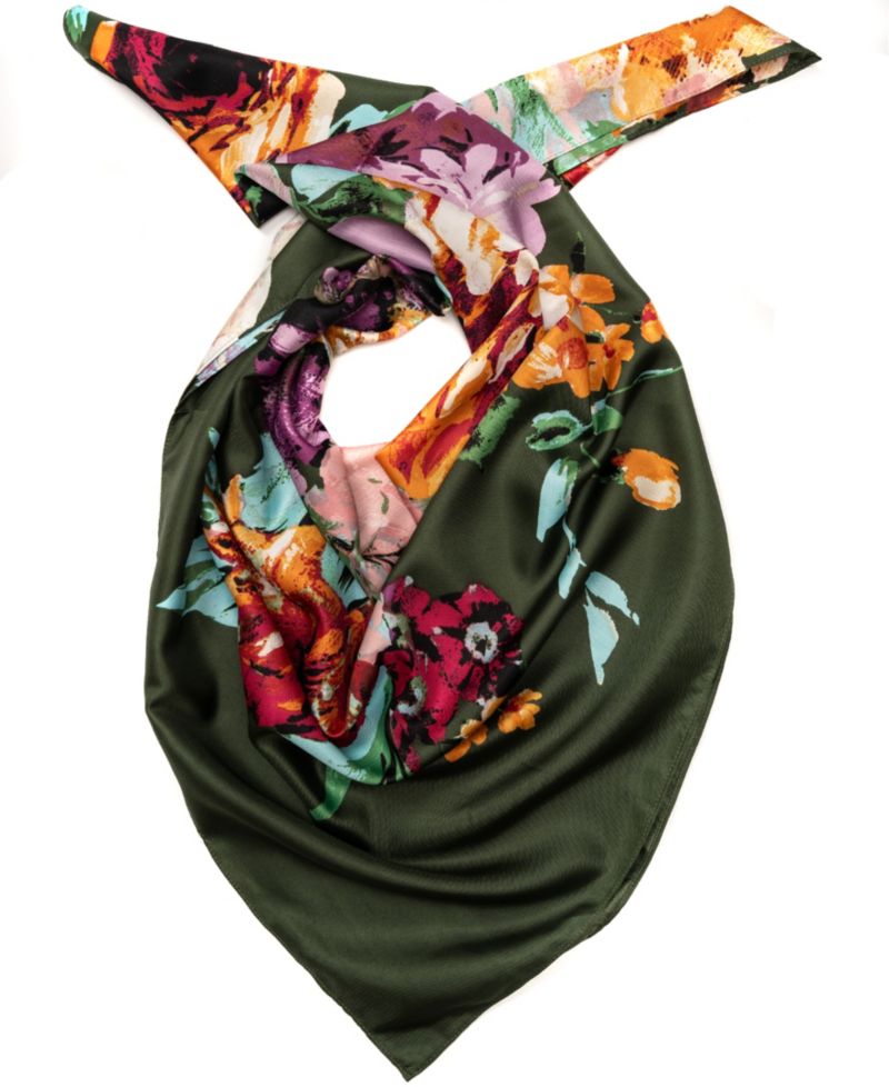 Moody Botanical Floral Square Scarf